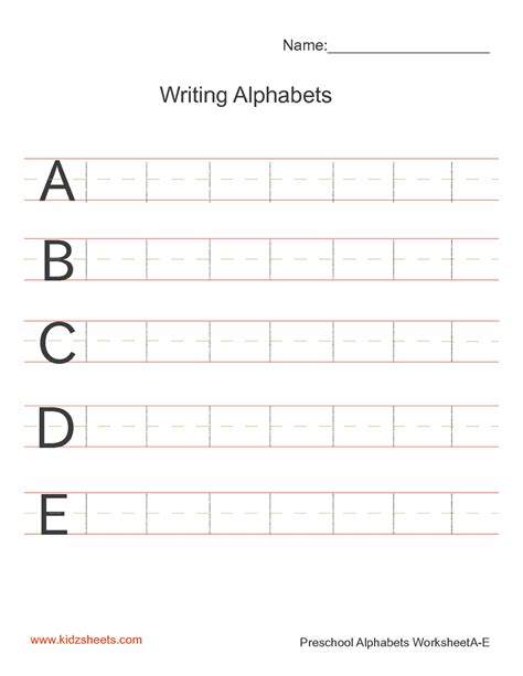 Writing Alphabet Worksheet For Kindergarten