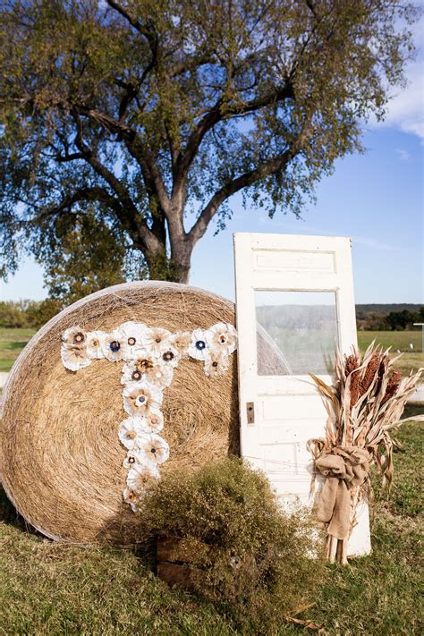 Fabric Flower Accented Hay Bale Decor