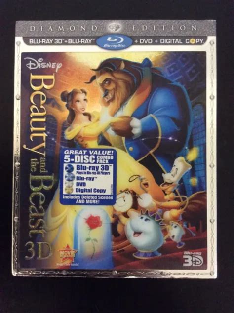 Beauty And The Beast Diamond Edition Animated 3d Blu Ray Dvd 5 Disc