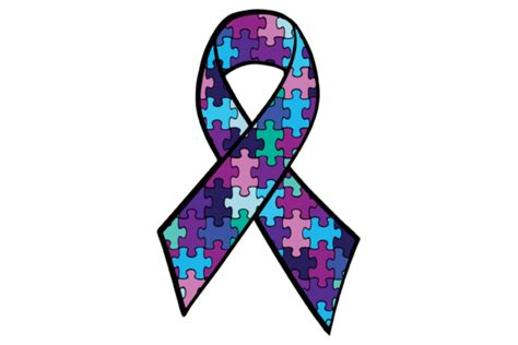 Autism Awareness Ribbon Purple And Blue Graphic By Am Digital Designs