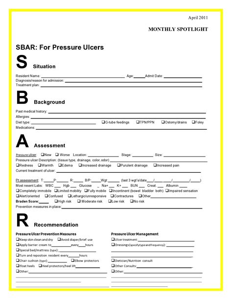 Free Printable Sbar Form Printable Forms Free Online