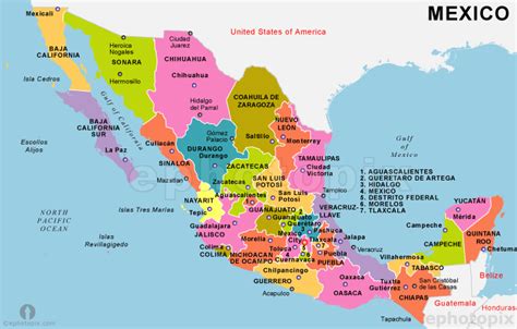 Mexican Map With States And Cities Map 2023