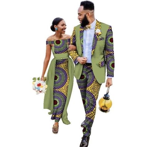African Couples Matching Clothing Dashiki Blazer Pants And