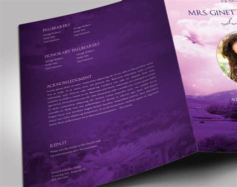 Purple Sky Funeral Program Large Word Publisher Template 4 Etsy