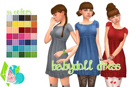 My Sims 4 Blog Babydoll Dress In 35 Colors By Simlaughlove