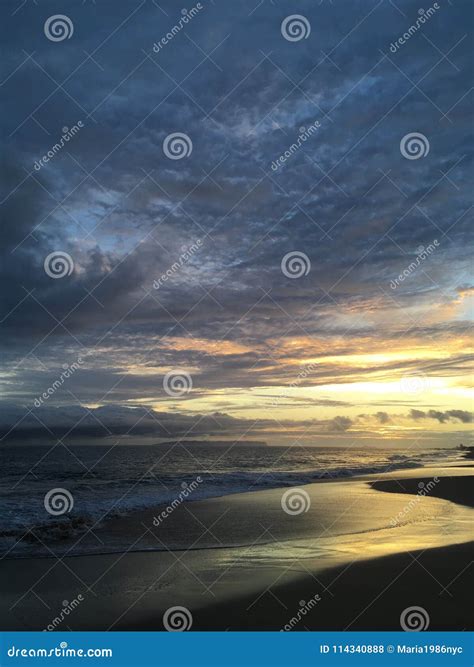 Pacific Ocean Waves At Beach In Kekaha During Sunset On Kauai Island In