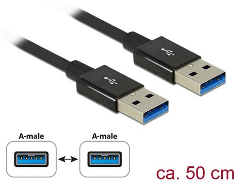 Cablu SuperSpeed USB 10 Gbps USB 3 1 Gen 2 Tip A T T 0 5m Delock 83981