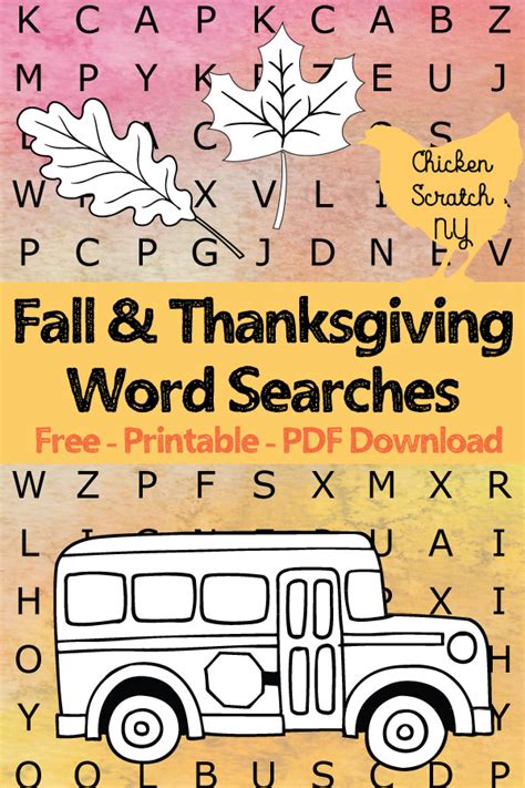 Fall And Thanksgiving Word Search