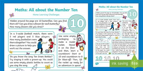 Eyfs Maths All About Number Ten Home Learning Challenges