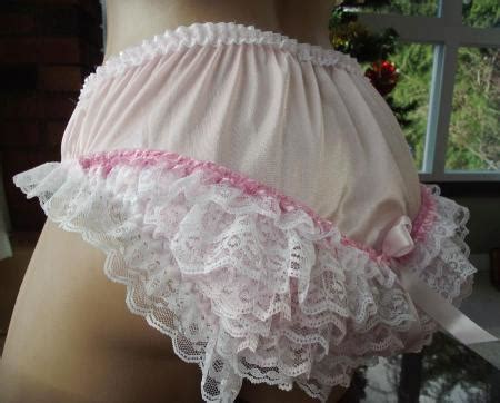 Sweetheart Pink Handmade Satin Ruffle Lacey Sissy Rhumba Panties XL