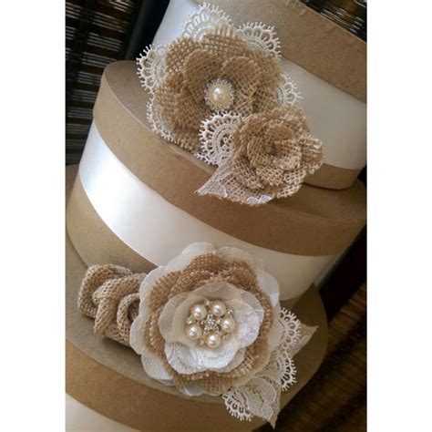 Rustic Burlap And Lace Cake Flowers With Vintage Inspired Etsy