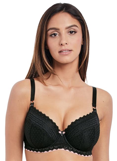 Freya Daisy Lace Padded Half Cup Bra Noir Available At The Fitting Room