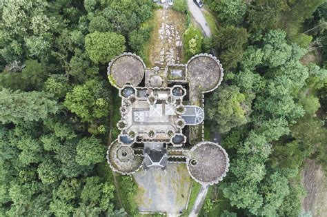 Butron Castle From Aerial View Stock Photo