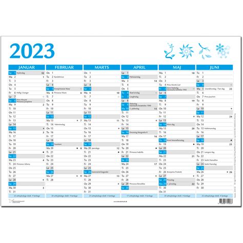 A4 Vægkalender 2023 Blå Kalenderbutik