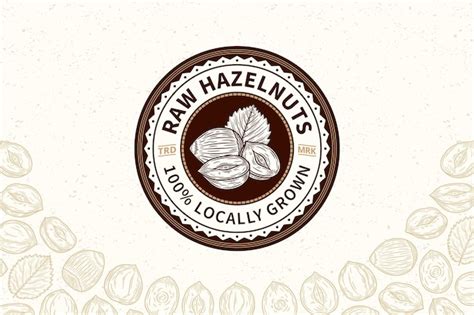 Premium Vector Vector Raw Hazelnuts Logo Hazelnuts Seeds And Shells
