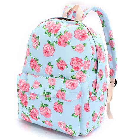 Women Canvas Floral Flower School Backpack Girls Rucksack Shoulder