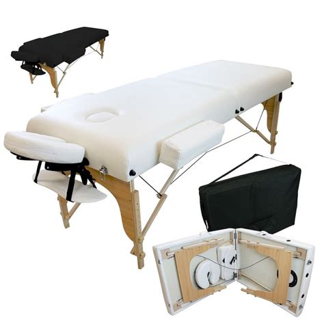 Table De Massage 13 Cm Pliante 2 Zones En Bois Avec Panneau Reiki Accessoires Et Housse De