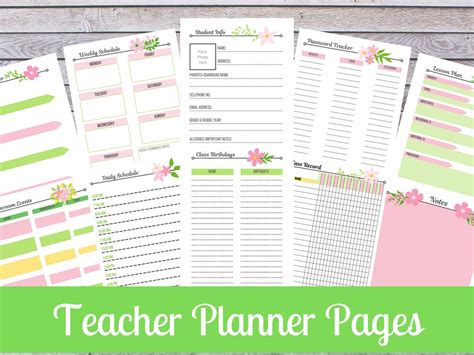 Printable Teacher Planner Pages Etsy