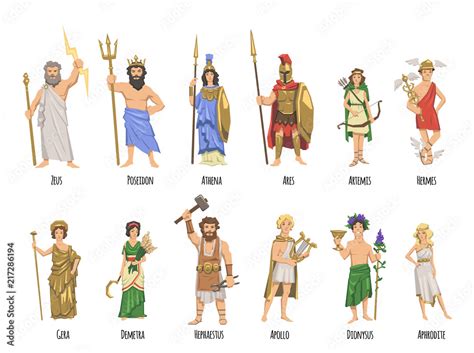 Fototapeta Pantheon Of Ancient Greek Gods Ancient Greece Mythology Set Of Characters With