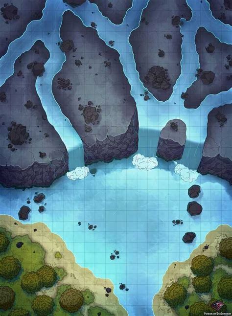 Forest Waterfalls Battle Map For Dungeons And Dragons Dnd World Map