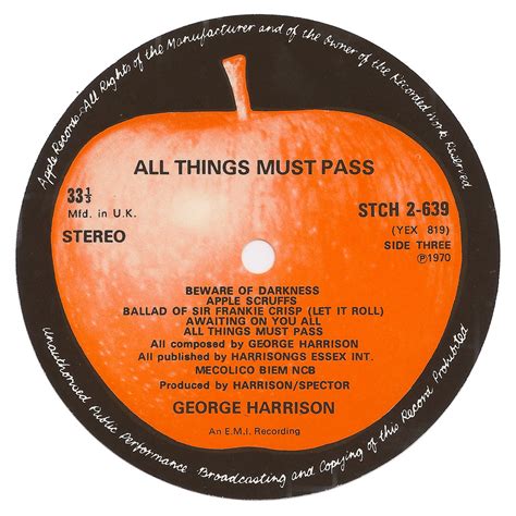 George Harrison All Things Must Pass 3 Lp Labels Apple R Flickr