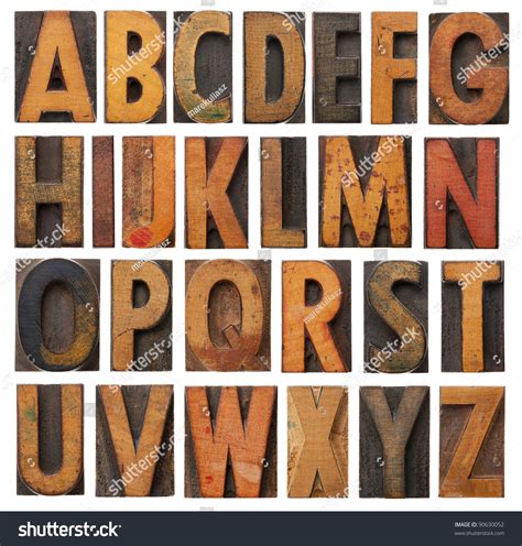 Complete English Alphabet Collage 26 Isolated Stock Photo 90630052