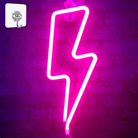 Xiyunte Pink Neon Light Lightning Bolt Cute Gaming Decor