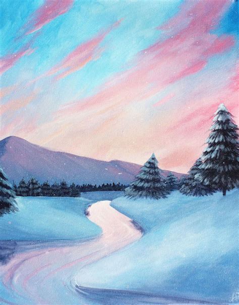 20inx16in Winter Wonderland Acrylic Painting By Artsofher On Etsy