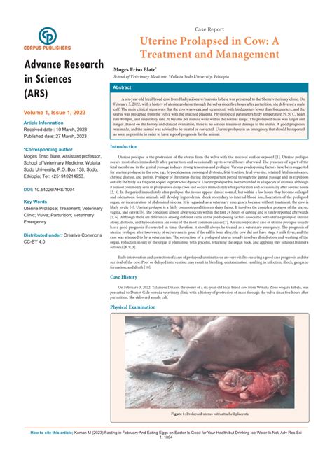 Pdf Uterine Prolapsed In Cow A Treatment And Management