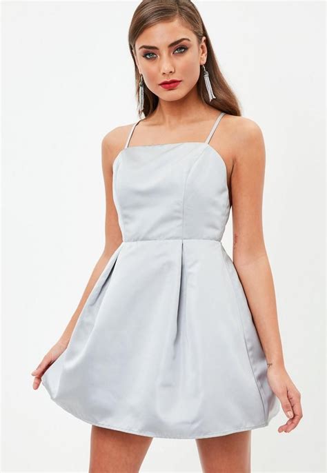 Gray Satin Skater Dress Dresses Cute Prom Dresses Women Dress Online