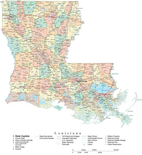 State Map Of Louisiana In Adobe Illustrator Vector Format Map Resources
