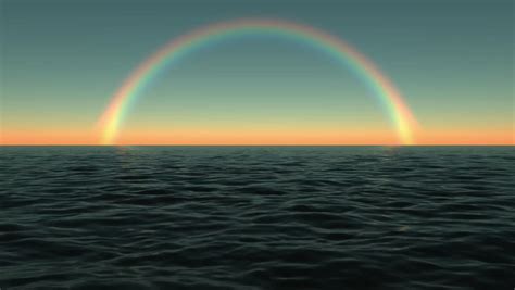 Rainbow Sky Blue Tropical Ocean Waves Sunset Cruise Ship