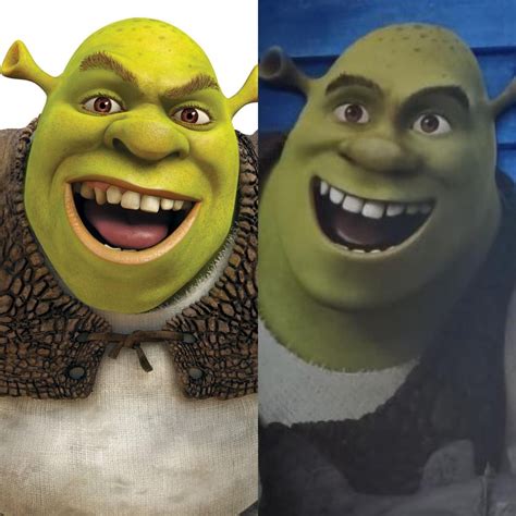 Comparison Between The Old And New Shrek Designs Shrek