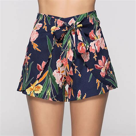 Women Floral Print Shorts Shorts Blue Pink Boho Beach Holiday Loose Bottoms Summer Bohemian