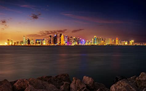 Doha Qatar Corniche Beach Night Vision Qatar Photo Gallery Picture