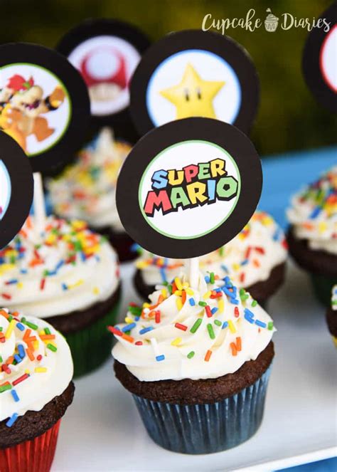 Get mario cupcakes ideas and make your greetings or decoration more special and interesting. Super Mario Bros. Cupcakes with Free Printable Toppers