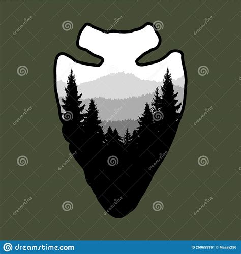 Arrowhead With Mountain Landscape Design Element For Poster Card