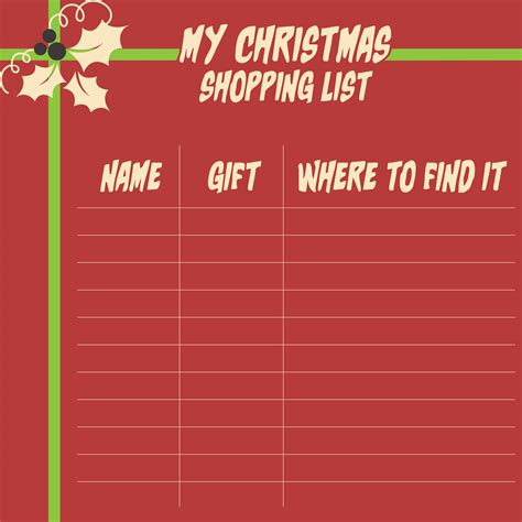 Best Printable Christmas Shopping List Template PDF For Free At Printablee