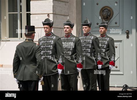 Hungarian Soldiers In Ceremonial Uniform Stock Photo Alamy