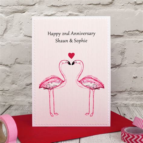 Flamingo Personalised Anniversary Card By Jenny Arnott Cards And Ts