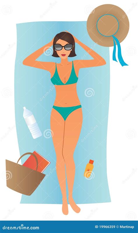 Woman Sunbathing Stock Vector Illustration Of Objects