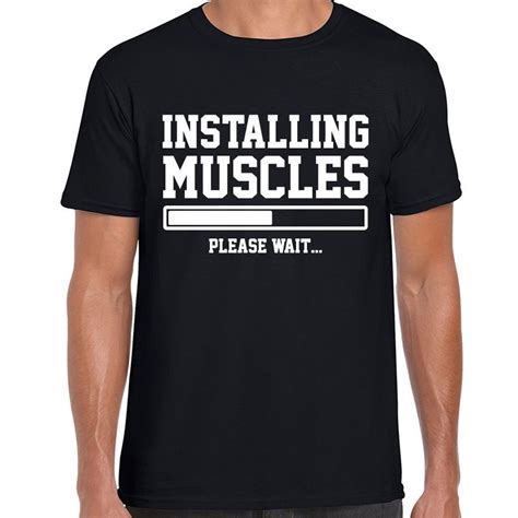 Installing Muscles Funny Printed Mens Tshirt Gym Liftbro Workout Slogan