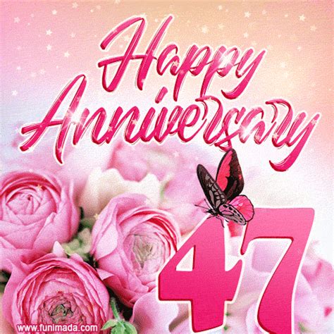 Happy 47th Anniversary  Amazing Flowers And Glitter — Download On