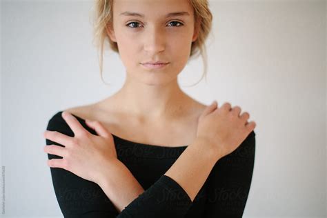 Naturally Beautiful Girl With Hands On Her Shoulders By Gabrielle Lutze