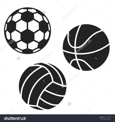 Sport Balls Black White Icons Football Stock Vector 172709690