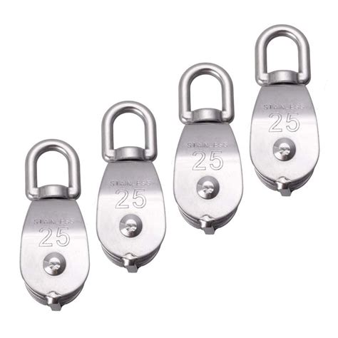 Rocaris 4 Pack M25 Double Pulley Block Stainless Steel 304 Wire Rope