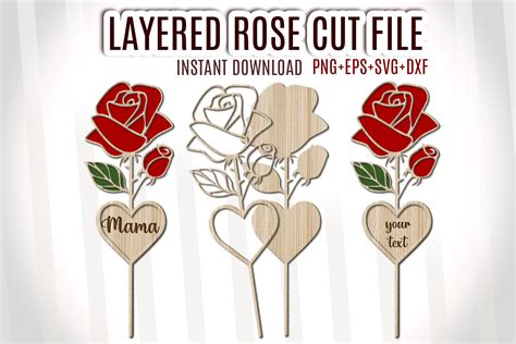 Rose Svg Layered Rose Laser Cut Fileflower Laser Cut File Etsy Canada