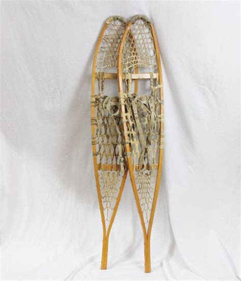Vintage Canadian Northwoods Brand Wood And Leather Snowshoes 10 Etsy