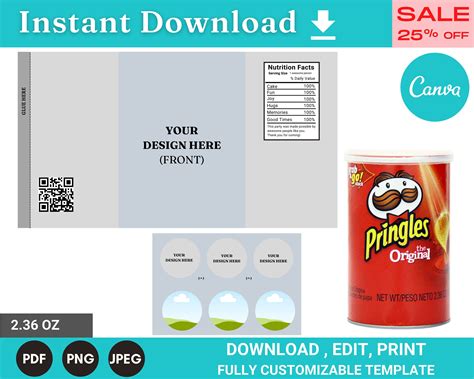 Pringles Can 236 Oz Pringles Label Chip Bag Template Label Etsy Uk