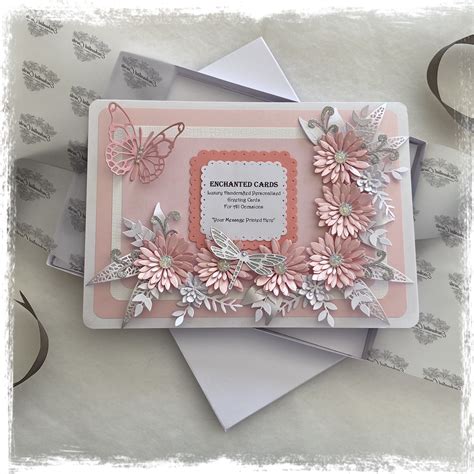 A4 Handmade Greeting Cards Adorned With Flowers Sympathy Cards